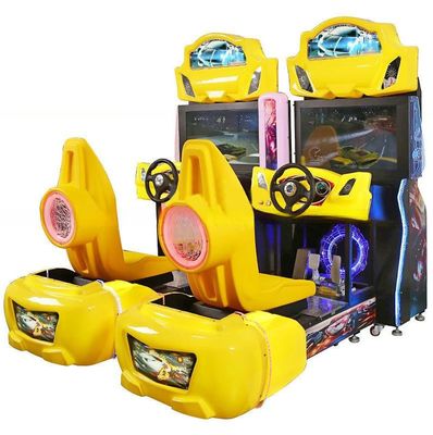 Guter Preis High-End Gelber Farbe Autosimulator Arcade Spielmaschine Englisch / Chinesisch Sprache Online